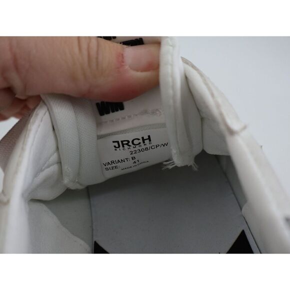 John Richmond Low Top Distressed Sneaker Size 41 10.5 White Tan Leather Lace Up main image 8